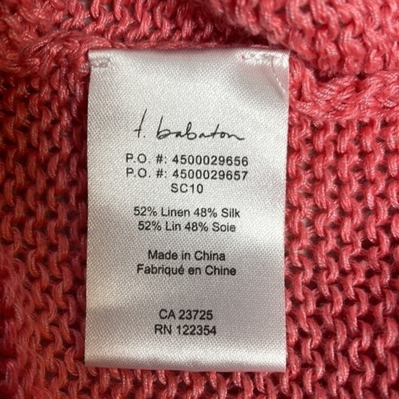 Babaton linen and silk lightweight coral long sleeve‎ crochet top. Size medium - Picture 10 of 11